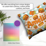 Custom Name Kawaii Burger Hotdog Fast Food Seamless Pattern Mint Square Filled Cushion Throw Pillow Sofa Bed Home Decor Zip Washable UK Made