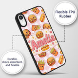 Kawaii Burger Fries Hotdog Fast Food Seamless Custom Name Protective Phone Case Mobile Cover Durable Everyday Smartphone Shock Resistant