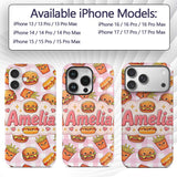 Kawaii Burger Fries Hotdog Fast Food Seamless Custom Name Protective Phone Case Mobile Cover Durable Everyday Smartphone Shock Resistant