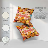 Custom Name Kawaii Fast Food Junk Snack Collage Seamless Pattern Square Filled Cushion Throw Pillow Sofa Bed Home Decor Zip Washable UK Made