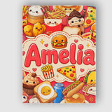 Personalised Name Cute Kawaii Fast Food Custom  Modern Room Accent Elegant Feature Canvas Wall Art Print Decor Picture Ready to Hang