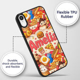 Cute Kawaii Fast Food Junk Snacks Printed Design Custom Name Protective Phone Case Mobile Cover Durable Everyday Smartphone Shock Resistant