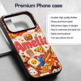 Cute Kawaii Fast Food Junk Snacks Printed Design Custom Name Protective Phone Case Mobile Cover Durable Everyday Smartphone Shock Resistant