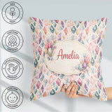 Custom Name Multicolor Crystal Seamless Soft Background Abstract Square Filled Cushion Throw Pillow Sofa Bed Home Decor Zip Washable UK Made