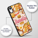 Cute Kawaii Fast Food Junk Snack Collage Seamless Custom Name Protective Phone Case Mobile Cover Durable Everyday Smartphone Shock Resistant