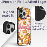 Cute Kawaii Fast Food Junk Snack Collage Seamless Custom Name Protective Phone Case Mobile Cover Durable Everyday Smartphone Shock Resistant
