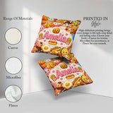 Custom Name Kawaii Fast Food Junk Snack Collage Seamless Pattern Square Filled Cushion Throw Pillow Sofa Bed Home Decor Zip Washable UK Made