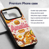 Cute Kawaii Fast Food Junk Snack Collage Seamless Custom Name Protective Phone Case Mobile Cover Durable Everyday Smartphone Shock Resistant
