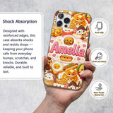 Cute Kawaii Fast Food Junk Snack Collage Seamless Custom Name Protective Phone Case Mobile Cover Durable Everyday Smartphone Shock Resistant
