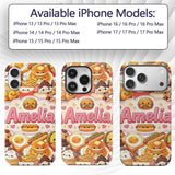 Cute Kawaii Fast Food Junk Snack Collage Seamless Custom Name Protective Phone Case Mobile Cover Durable Everyday Smartphone Shock Resistant