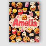 Personalised Name Cute Kawaii Fast Food Custom  Modern Room Accent Elegant Feature Canvas Wall Art Print Decor Picture Ready to Hang