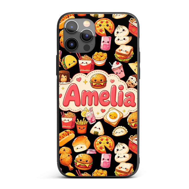 Cute Kawaii Fast Food Sushi Decorative Design Custom Name Protective Phone Case Mobile Cover Durable Everyday Smartphone Shock Resistant