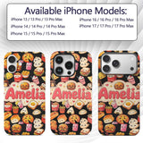Cute Kawaii Fast Food Sushi Decorative Design Custom Name Protective Phone Case Mobile Cover Durable Everyday Smartphone Shock Resistant