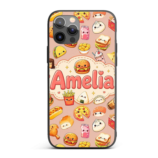Cute Kawaii Fast Food Sushi Decorative Design Custom Name Protective Phone Case Mobile Cover Durable Everyday Smartphone Shock Resistant