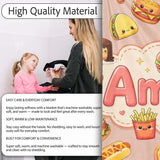 Cute Kawaii Fast Food Sushi Dessert Snacks Seamless Pattern Peach  Personalised Custom Name Super Soft Fleece Blanket Bed Sofa Throw