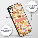 Cute Kawaii Fast Food Sushi Decorative Design Custom Name Protective Phone Case Mobile Cover Durable Everyday Smartphone Shock Resistant
