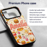 Cute Kawaii Fast Food Sushi Decorative Design Custom Name Protective Phone Case Mobile Cover Durable Everyday Smartphone Shock Resistant