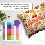 Custom Name Kawaii Fast Food Sushi Dessert Snacks Seamless Cream Square Filled Cushion Throw Pillow Sofa Bed Home Decor Zip Washable UK Made