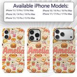 Cute Kawaii Fast Food Sushi Decorative Design Custom Name Protective Phone Case Mobile Cover Durable Everyday Smartphone Shock Resistant