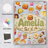 Personalised Name Cute Kawaii Fast Food Custom  Modern Room Accent Elegant Feature Canvas Wall Art Print Decor Picture Ready to Hang