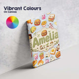 Personalised Name Cute Kawaii Fast Food Custom  Modern Room Accent Elegant Feature Canvas Wall Art Print Decor Picture Ready to Hang