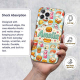Cute Kawaii Fast Food Snacks Gingham Picnic Mint Custom Name Protective Phone Case Mobile Cover Durable Everyday Smartphone Shock Resistant
