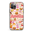 Cute Kawaii Fast Food Snacks Gingham Picnic Pink Custom Name Protective Phone Case Mobile Cover Durable Everyday Smartphone Shock Resistant