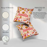 Custom Name Cute Kawaii Fast Food Snacks Gingham Pink Background Square Filled Cushion Throw Pillow Sofa Bed Home Decor Zip Washable UK Made