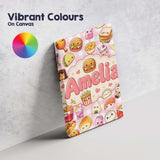 Personalised Name Cute Kawaii Fast Food Custom  Modern Room Accent Elegant Feature Canvas Wall Art Print Decor Picture Ready to Hang