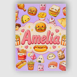 Personalised Name Cute Kawaii Fast Food Custom  Modern Room Accent Elegant Feature Canvas Wall Art Print Decor Picture Ready to Hang