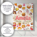 Personalised Name Cute Kawaii Fast Food Custom  Modern Room Accent Elegant Feature Canvas Wall Art Print Decor Picture Ready to Hang