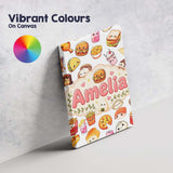 Personalised Name Cute Kawaii Fast Food Custom  Modern Room Accent Elegant Feature Canvas Wall Art Print Decor Picture Ready to Hang