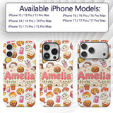 Cute Kawaii Fast Food Snacks Light Printed Design Custom Name Protective Phone Case Mobile Cover Durable Everyday Smartphone Shock Resistant