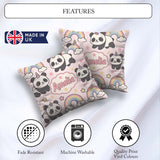 Custom Name Cute Panda Unicorn Cartoon Animal Pattern Coffee Cup Square Filled Cushion Throw Pillow Sofa Bed Home Decor Zip Washable UK Made