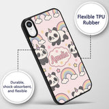 Cute Panda Unicorn Cartoon Animal Printed Design Custom Name Protective Phone Case Mobile Cover Durable Everyday Smartphone Shock Resistant