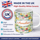 Personalized Custom Name Cute Cartoon Dogs Crowd Multicolour Seamless Pattern Lovely 11oz Ceramic Coffee Tea Mug White Large Handle