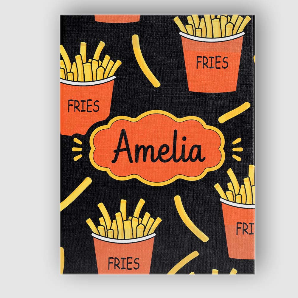 Personalised Name Cute Kawaii French Fries Custom  Unique Gift Idea Elegant Feature Canvas Wall Art Print Decor Picture Ready to Hang