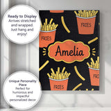 Personalised Name Cute Kawaii French Fries Custom  Unique Gift Idea Elegant Feature Canvas Wall Art Print Decor Picture Ready to Hang