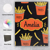 Personalised Name Cute Kawaii French Fries Custom  Unique Gift Idea Elegant Feature Canvas Wall Art Print Decor Picture Ready to Hang