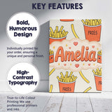 Personalised Name Cute Kawaii French Fries Custom  Unique Gift Idea Elegant Feature Canvas Wall Art Print Decor Picture Ready to Hang