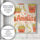 Personalised Name Cute Kawaii French Fries Custom  Unique Gift Idea Elegant Feature Canvas Wall Art Print Decor Picture Ready to Hang