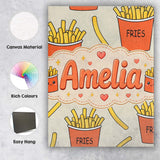 Personalised Name Cute Kawaii French Fries Custom  Unique Gift Idea Elegant Feature Canvas Wall Art Print Decor Picture Ready to Hang