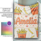 Cute Kawaii French Fries Cream Background Seamless Pattern Name  Personalised Custom Name Super Soft Fleece Blanket Bed Sofa Throw