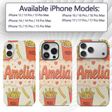 Cute Kawaii French Fries Cream Printed Design Custom Name Protective Phone Case Mobile Cover Durable Everyday Smartphone Shock Resistant