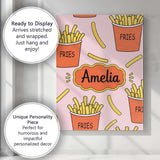 Personalised Name Cute Kawaii French Fries Custom  Unique Gift Idea Elegant Feature Canvas Wall Art Print Decor Picture Ready to Hang