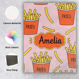 Personalised Name Cute Kawaii French Fries Custom  Unique Gift Idea Elegant Feature Canvas Wall Art Print Decor Picture Ready to Hang