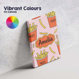Personalised Name Cute Kawaii French Fries Custom  Unique Gift Idea Elegant Feature Canvas Wall Art Print Decor Picture Ready to Hang