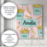 Personalised Name Cute French Fries Seamless Custom Bespoke  Contemporary Display Canvas Wall Art Print Decor Picture Ready to Hang