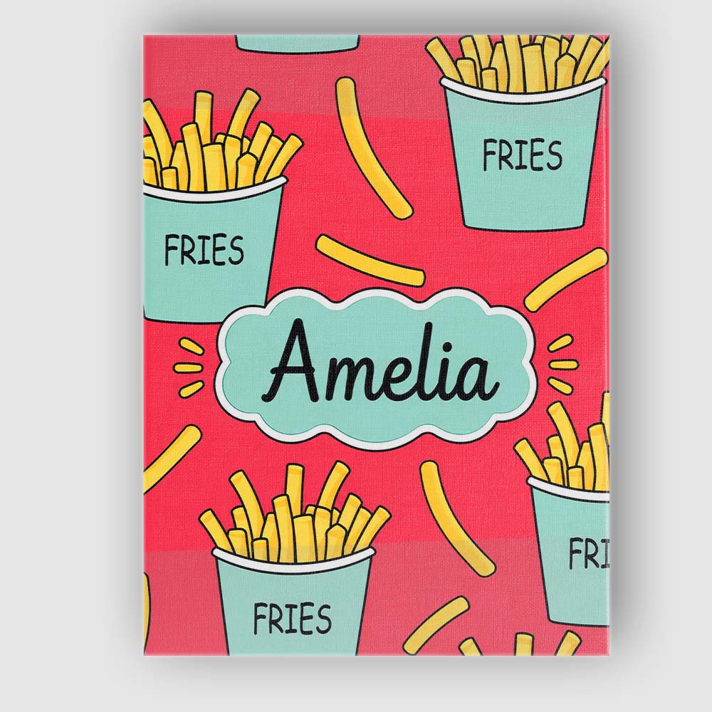 Personalised Name Cute French Fries Seamless Custom Bespoke  Contemporary Display Canvas Wall Art Print Decor Picture Ready to Hang