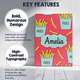 Personalised Name Cute French Fries Seamless Custom Bespoke  Contemporary Display Canvas Wall Art Print Decor Picture Ready to Hang